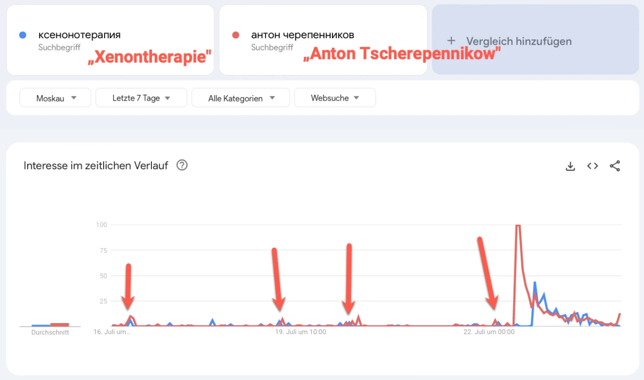 Quervalidierung - überlagerte Suchverläufe als transparente Folien